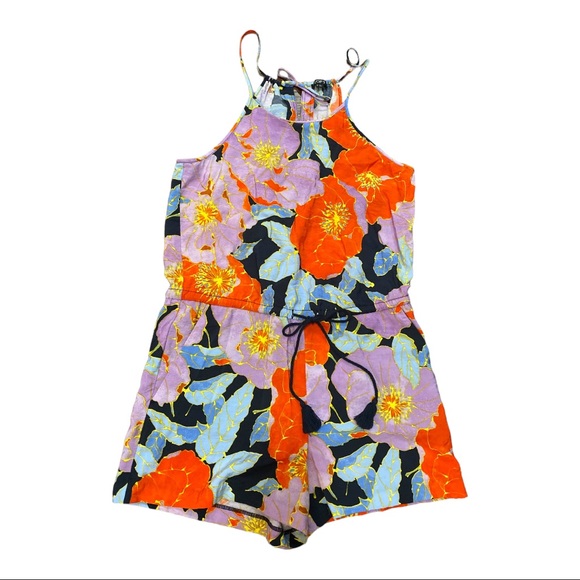 LOFT Pants - Ann Taylor LOFT Floral Short ROMPER with Tassel SMALL